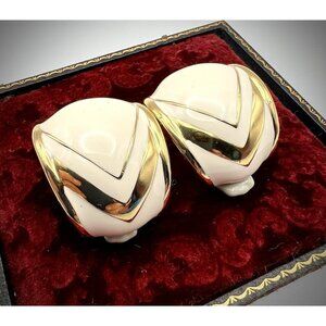 Vintage Ciner Large Gold Tone & Enamel Clip On Earrings